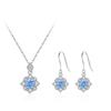 Plata de Ley S925 Nueva Llegada Azul Marino Copo de Nieve Circonita Collar Pendientes Diseño de Nicho Flor Todo-partido Juego de Joyería