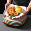 Platos de vajilla de melamina para restaurantes de comida rápida comerciales, platos cuadrados de dos colores, platos de comida rápida de arroz con pata de cerdo, platos de tazón de arroz para restaurantes