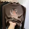 Top base para niña de cuello alto medio, nueva colección otoño/invierno 2026, ropa interior elegante, camiseta casual de manga larga, para niñas de talla mediana y grande