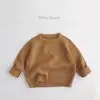 Nueva Ropa de Otoño/Invierno para Niños y Niñas, Suéter de Moda Color Sólido Estilo Coreano, Jersey de Punto Holgado, Camiseta Básica de Cuello Redondo