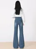 Pantalones Largos Acampanados Gruesos Bordados con Encaje y Forro de Felpa Otoño/Invierno Personalizados de la Fábrica Yixiaoxiao Jeans Versátiles para un Look Elegante de Oficina