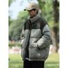 Abrigo de invierno de pana japonesa con cuello alto bordado y acolchado de algodón, abrigo de pareja estilo retro americano holgado y cálido con acolchado de algodón.