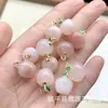 Colgante de Flor de Durazno de Seda Dorada y Jade Fresa Manzana Caqui Pulsera Hecha a Mano DIY Colgante de Jade Accesorios de Jade