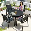 Marca Familiar Mo Set de Mesa y Sillas de Malla para Exteriores, Cómodo Textileno Aleación de Aluminio Muebles de Ocio para Jardín de Villa Patio