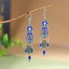 Pendientes Vintage de Hoja Esmaltada S925 Plata Rey Ciervo Dorado con Jade Verde, Nuevo Estilo Chino, Pendientes para Mujer de Estilo Nacional Antiguo y Elegante