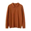Nuevo de Primavera y Otoño 100% Cachemira para Hombre Cuello Solapa Minimalista para el Trabajo Más Fácil de Combinar Temperamento Moda Casual Suéter Superior