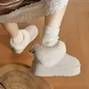 Botas de Neve Quentes com Solado Grosso, Aumento de Altura, Forradas com Lã Grossa, Femininas, Novo Estilo 2026, Sapatos Peludos de Inverno, Botas de Algodão 'Pão' do Nordeste Femininas