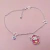 Prata Esterlina S925 Pulseira Fofa de Desenho Animado com Esmalte Gota Nova Pulseira para Meninas Design de Nicho