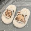Pantuflas de Algodón para Niños Otoño e Invierno Nuevas Niñas Moda Dibujos Animados Suela Gruesa Pantuflas Esponjosas Una Palabra para Exterior Cálidas Pantuflas Esponjosas