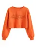 Estación Europea Deseo Moda Diversión Versátil Sudadera Corta de Calabaza de Temporada Espeluznante para Mujer