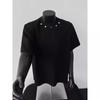 Camiseta de Manga Corta Acolchada de Alta Gama para Hombre, Marca de Verano de Moda, Estilo Coreano Holgado, Diseño Ins con Parche de Remaches Camiseta de Media Manga