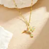 Collar Colgante de Pájaro Volador con Esmalte y Pedrería de Alta Gama Venta al por Mayor Transfronteriza Acero Inoxidable Chapado en Oro Cadena para Clavícula Decoración Femenina de Lujo Ligero