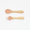 Food Grade Spot Cross-border Baby Food Treinamento Complementar Bebê Autoaprendizagem Comer Madeira Silicone Colher Garfo Conjunto de Louças