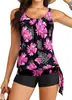 Amazon Novo Traje de Banho Dividido para Emagrecer com Alças Top Regata Calcinha Triângulo Tamanho Plus Tankini Estampado