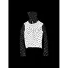 Cárdigan con capucha de retazos de lunares y estrellas estilo Y2K Milenial Ajuste ceñido Bloque de color Retro Cremallera Superior Chaqueta