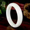 Pulsera de Jade Blanco Hetian de Xinjiang Natural, Pulsera de Jade Blanco, Estilo Retro de Joven, Pulsera Popular de Jade Blanco