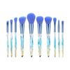 Juego de Brochas de Maquillaje de Cristal de 10 Piezas Fenglida Mango de Diamante Transparente Brocha en Forma de Abanico Venta al por Mayor Brocha para Sombra de Ojos Herramientas de Maquillaje