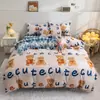 Conjunto de Roupa de Cama Lavável à Máquina de Quatro Peças Presente Atacado Capa de Colcha de Algodão com Aloe Vera Conjunto de Três ou Quatro Peças para Cama de Solteiro em Dormitório Estudantil