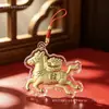 Chaveiro de ouro 999 puro "Fique Rico Logo", pingente de cavalo do zodíaco com fio vermelho, presente promocional feito sob medida para eventos corporativos