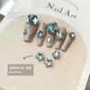 Joyería para uñas diamante al por mayor Diamante con forma especial puntiagudo Elfo Azul cristal brillante hacha corazón torcido gordo Cuadrado Azul lago taladro para uñas