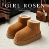 Zapatos de felpa de algodón de moda para mujer, cálidas pantuflas de algodón cerradas para invierno en la oficina, engrosadas y que aumentan la altura, con una sensación cómoda