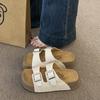 Moda Europea y Americana Estampado de Leopardo Zapatillas Gruesas Boken Zapatos de Mujer 2025 Nuevo Estilo Verano Vacaciones en la Playa Sandalias