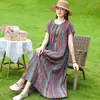 Elegante y moderno vestido de noche de algodón y seda de verano nuevo para madres de mediana edad y mayores, elegante vestido casual holgado para el hogar para mujer
