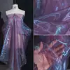 Tejido de organza de alta densidad de dos colores, malla degradada, brillo translúcido, caída, falda esponjosa, tejido para diseñador de ropa