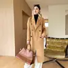 Ropa de Abrigo Exterior Elegante de Doble Cara 100% Lana Pura Otoño e Invierno 2025 para Mujer Larga de Doble Botonadura Holgada Estilo Coreano Delgado