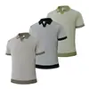 Camisa polo de punto de seda de hielo estilo cubano para hombre, manga corta, moderna, nicho, con bloques de color, cuello camisero, top de media manga