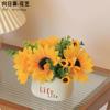 Flor Simulada en Maceta Flor Falsa Girasol Floral Maceta de Cerámica Planta Verde Sala de Estar Oficina en Casa Decoración Adornos Pequeños