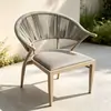 Silla de ratán para patio exterior, mesa y sillas de ocio, balcón al aire libre de jardín para el hogar, silla creativa con respaldo de cuerda para casa de huéspedes, mesa de café pequeña