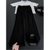 Calça reta listrada vertical clássica retrô americana, calça casual de perna larga, estilo relaxado, calça longa fluida, calça longa versátil