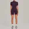 Mono de yoga de polar con cremallera y manga corta transfronterizo para mujer, adecuado para usar al aire libre, body deportivo de fitness 2640