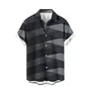 Camisa Nueva de Manga Corta Más Vendida para Hombre con Parches en Forma de Diamante e Impresión Digital 3D, Ropa Casual Transfronteriza Europea y Americana para Hombre