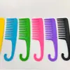 Peine Grueso Colorido Grande Curvo para Cabello Largo, Peine de Dientes Anchos, Peine Curvo con Gancho Mate, Gancho Portátil, Superventas Transfronterizo