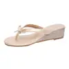Chanclas de Cuña para Mujer, Nuevo Estilo 2026, de Tacón Alto, Nudo de Lazo, Sandalias de Tira con Plataforma Estilo Francés