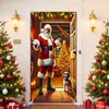Cortina de puerta de Navidad, tela de fondo de puerta de poliéster, decoración de puerta para fiestas festivas, venta al por mayor transfronteriza, admite diseños personalizados basados en imágenes proporcionadas