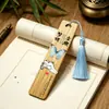Marcapáginas de Bambú Estilo Antiguo Zhuangzhou Mengdie con Pintura de Porcelana de Cristal, Borlas de Seda de Hielo, Marcapáginas Cultural y Creativo, Fabricante Directo Admite Personalización
