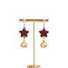 Pendientes de Navidad "Jingle Bells" Dulces Pendientes de Tachuela de Campana Roja Clips para Orejas Pendientes de Ambiente Clips para Orejas