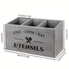 Caja de Almacenamiento de Utensilios de Cocina de Madera Maciza Caja de Almacenamiento de Utensilios de Cocina Divisor de Almacenamiento de Utensilios de Cocina Caja de Almacenamiento para Cuchillos, Tenedores y Herramientas de Cocina Se Puede Montar en la Pared o Colocar en el Escritorio
