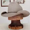 Novo Chapéu Pork Pie Top de Lã de Ovelha Cor Sólida Chapéu de Feltro de Lã de Ovelha Decoração com Fita Chapéu de Feltro de Lã Pura