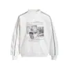 Moletom Acolchoado com Gola Redonda e Estampa de Letra de Retrato Criativo Americano Masculino Primavera e Outono Solto Casual Roupa Esportiva Tendência de Rua
