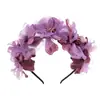 Acessórios de Cabeça Transfronteiriços Guirlanda Artificial Noiva Tela Grande Gaze Flor Faixa de Cabelo para Meninas Rolo de Cabelo Núcleo de Flor Faixa de Cabelo com Flor Acessórios de Cabelo para Performance