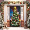 Cortina de Puerta de Decoración de Fondo Navideño Transfronteriza, Tela de Fondo para Fotografía de Fiesta Navideña con Agujeros en las Cuatro Esquinas para Colgar
