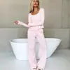 Pijama de Jacquard Tejido de Moda Europea y Americana Transfronterizo Conjunto de Tres Piezas con Pantalones de Manga Larga Ropa de Casa para Mujer Nuevo Estilo Otoño e Invierno 2025