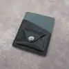 Portatarjetas de Cuero Genuino para Hombre, Tarjetero con Botón, Billetera para Monedas, Cuero Tree Paste, Piel de Vaca, Portatarjetas Bancarias, Cartera Negra Casual, Cartera