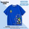 Camiseta de dibujos animados de Luigi estampada de cuello redondo holgada de manga corta para niños y niñas verano nueva algodón manga media camiseta fresca