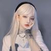 Peruca feminina cabelo longo doce irmã diário jk qi banghai preto longo liso lolita filha simulação de redução de idade cabelo humano capacete completo