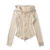 Sudadera deportiva retro para chica caliente americana otoño nueva adelgazante de cintura cárdigan suéter abrigo con cremallera para mujer